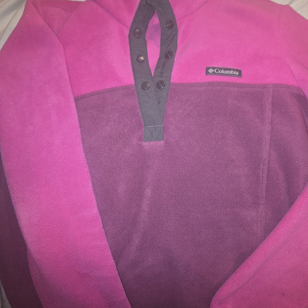 Columbia Bright Pink Fleece Snap Pullover